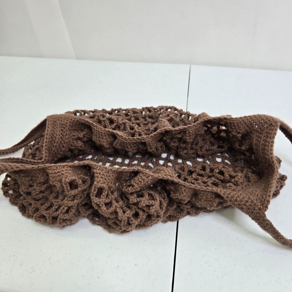 Handmade Cotton Crochet Market Bag - Brown Earth Tones - Large - Picture 4 of 6